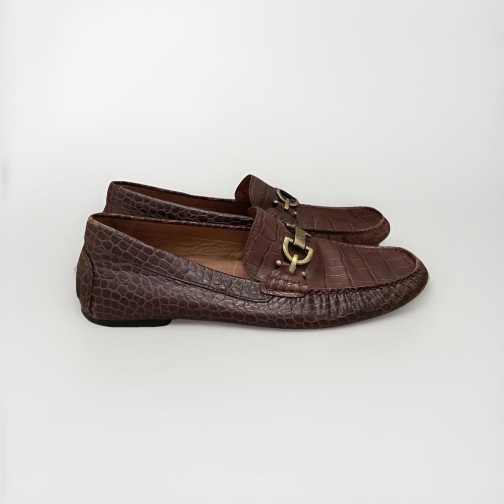 Donald Pliner-Men Dacio 2-Leather Slip-On Loafers-brown Caiman 11.5 M-VERY NICE